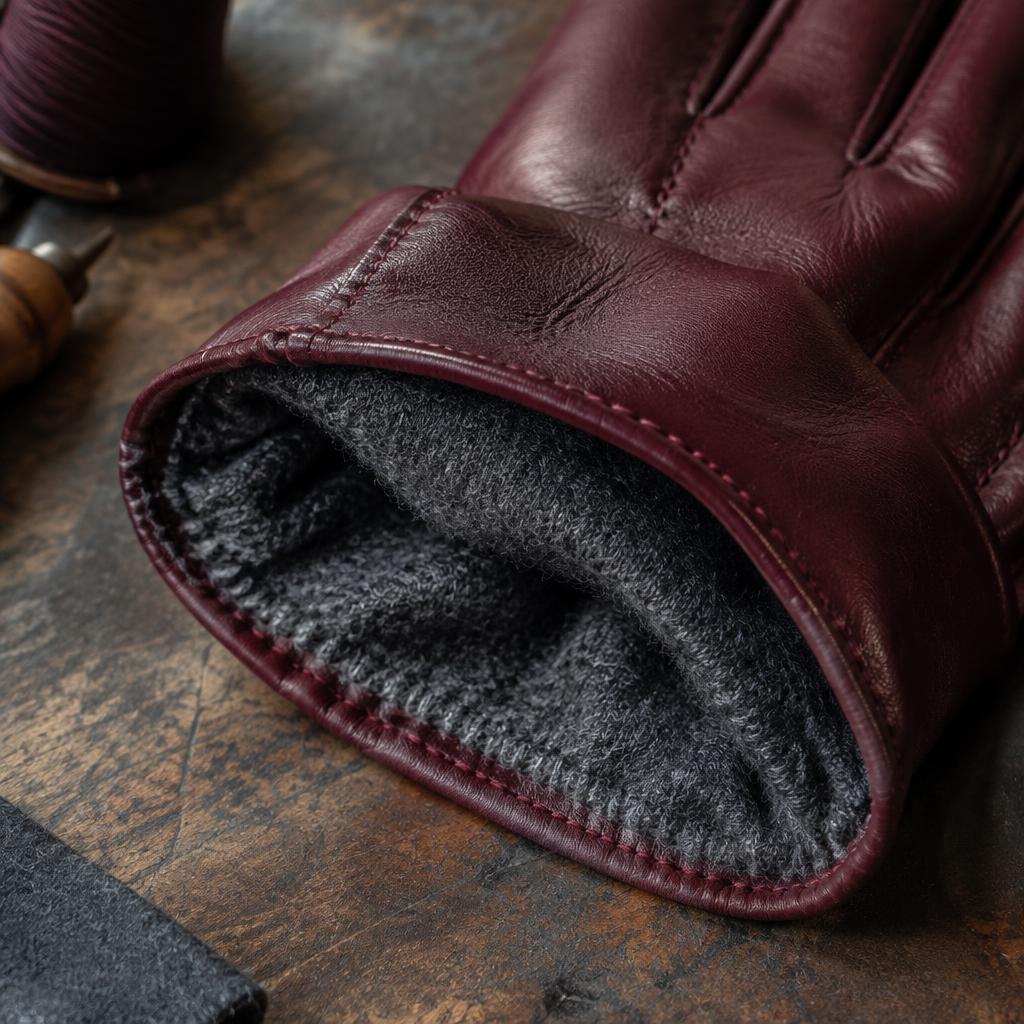 Céleste glove stitching and cashmere lining