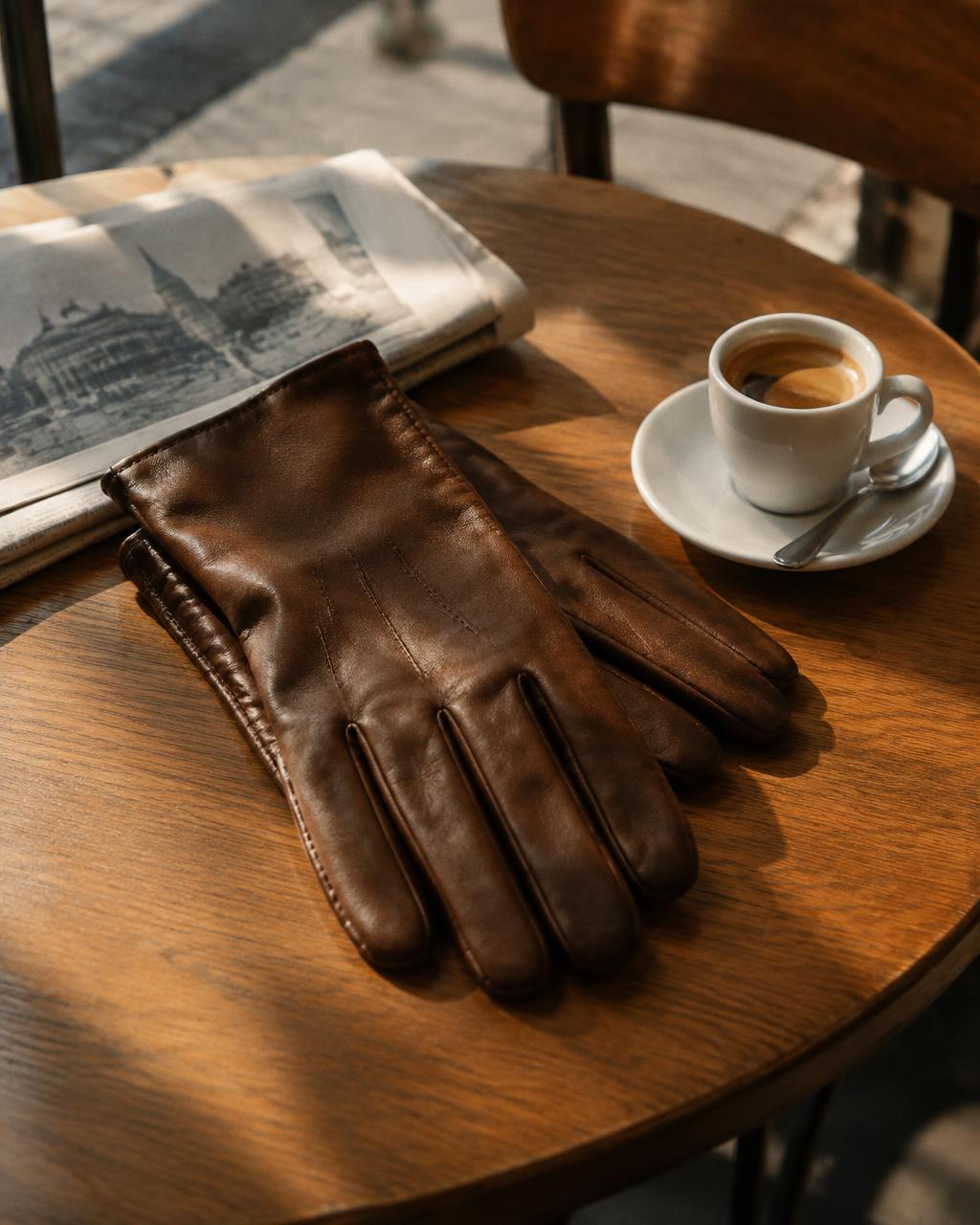 Matteo Brown leather gloves worn