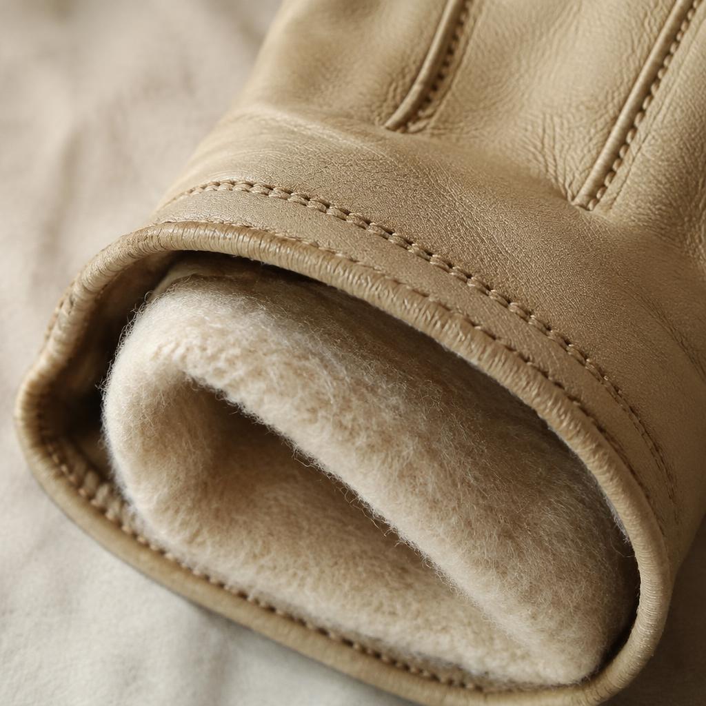 Odette glove stitching and cashmere lining